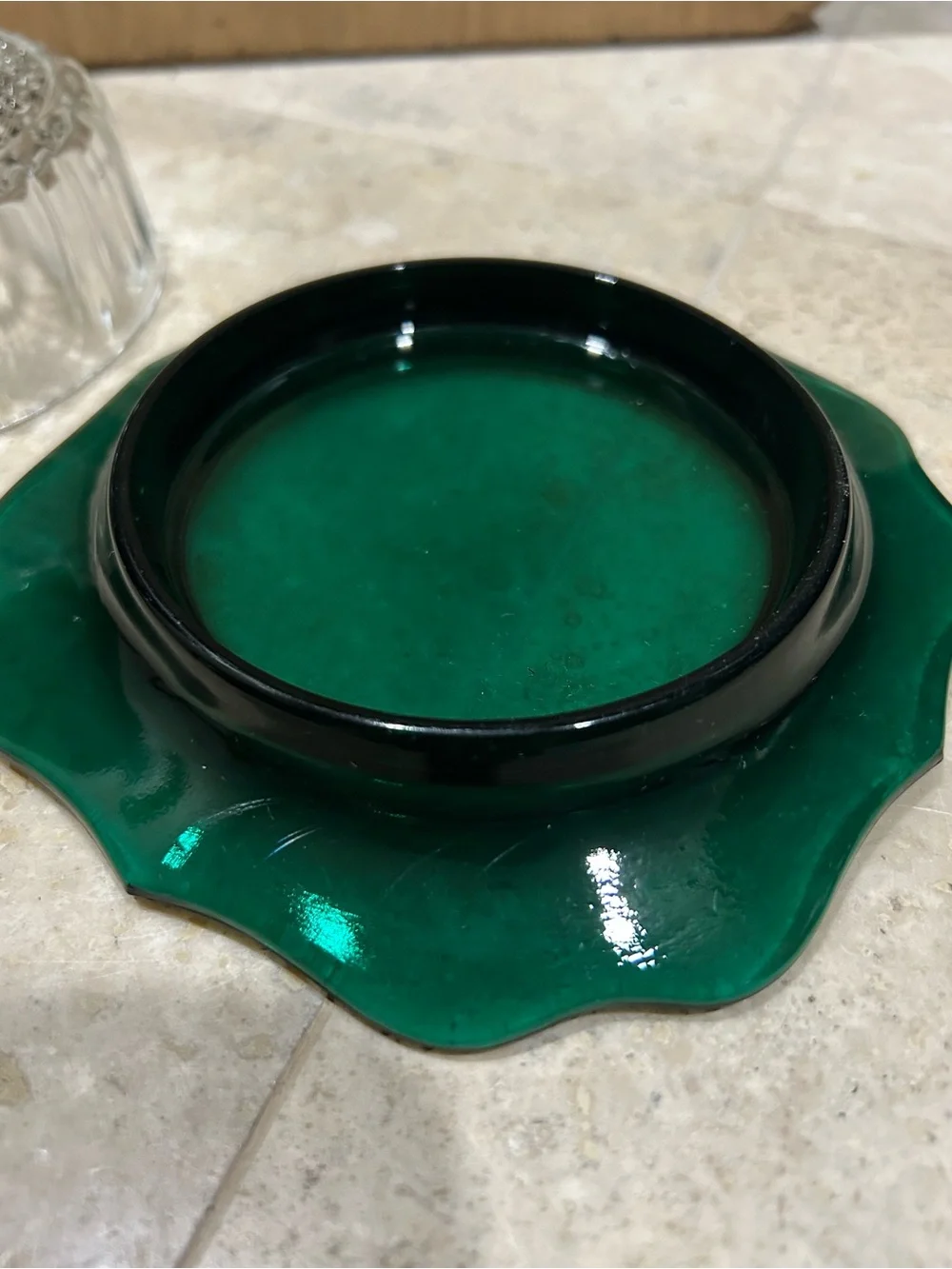 vintage IMPERIAL GLASS emerald green covered butter or cheese dish